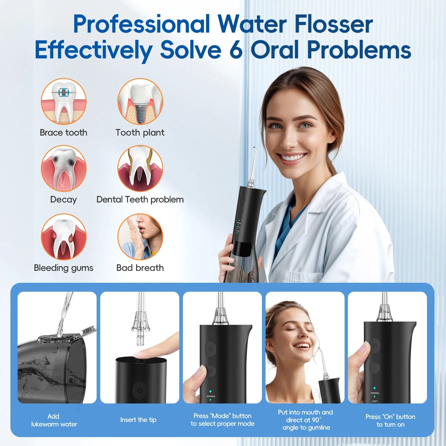 Portable Water Flosser and Electric Toothbrush Dental Hygiene Kit - 4
