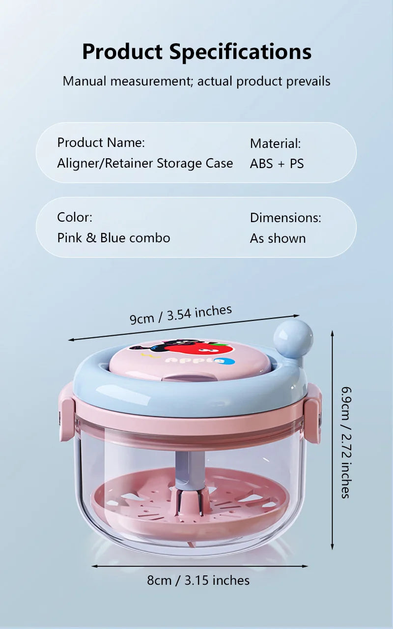 Portable Denture Cleaning Case with Rotary Brush and Storage Tray