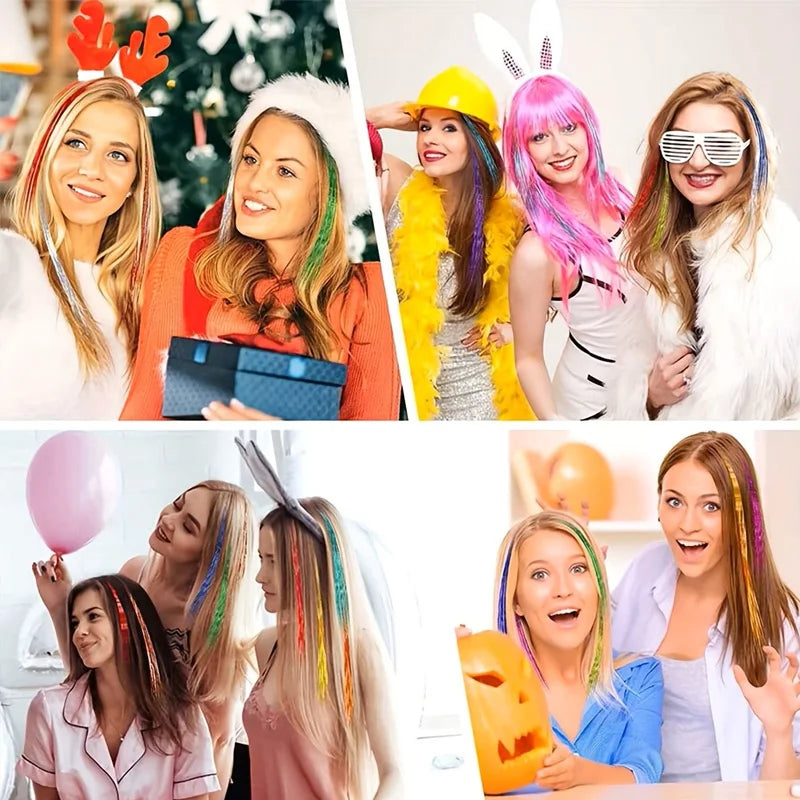 Clip-In Glitter Hair Extensions for Instant Highlights and Style
