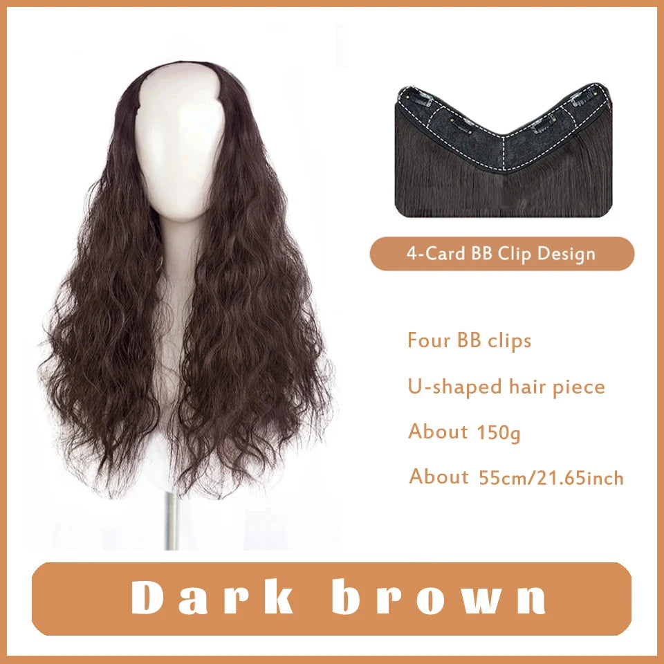 V-Shape Clip-In Wavy Hair Extension Half Wig - 20