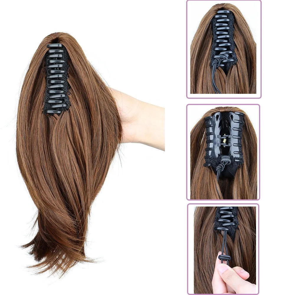 Short Synthetic Claw Clip Ponytail Extension for Natural Voluminous Hair - 5