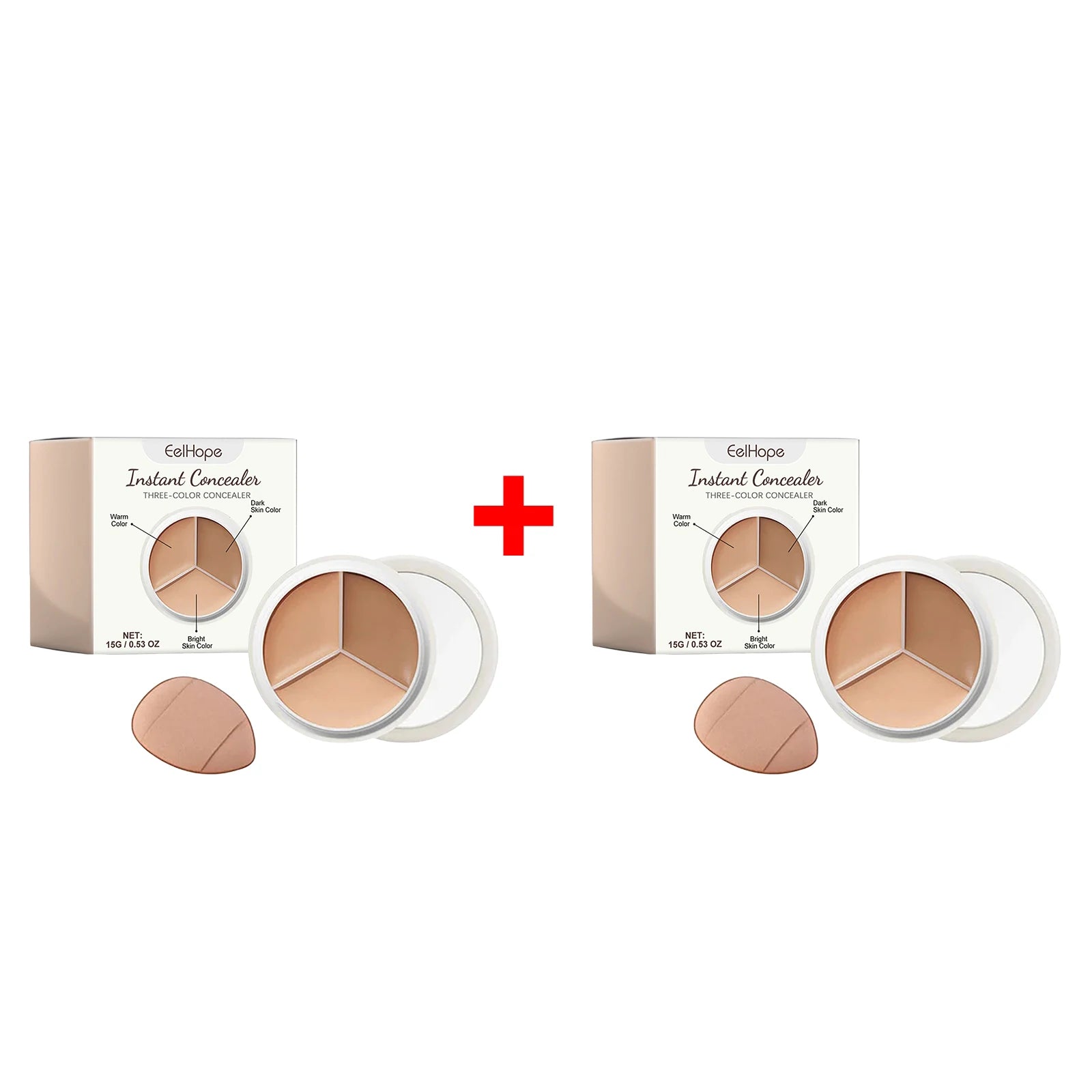 3-Color Cream Concealer Palette for Dark Circles and Blemish Coverage - 14