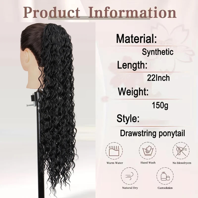 22-Inch Curly Drawstring Ponytail Hair Extension