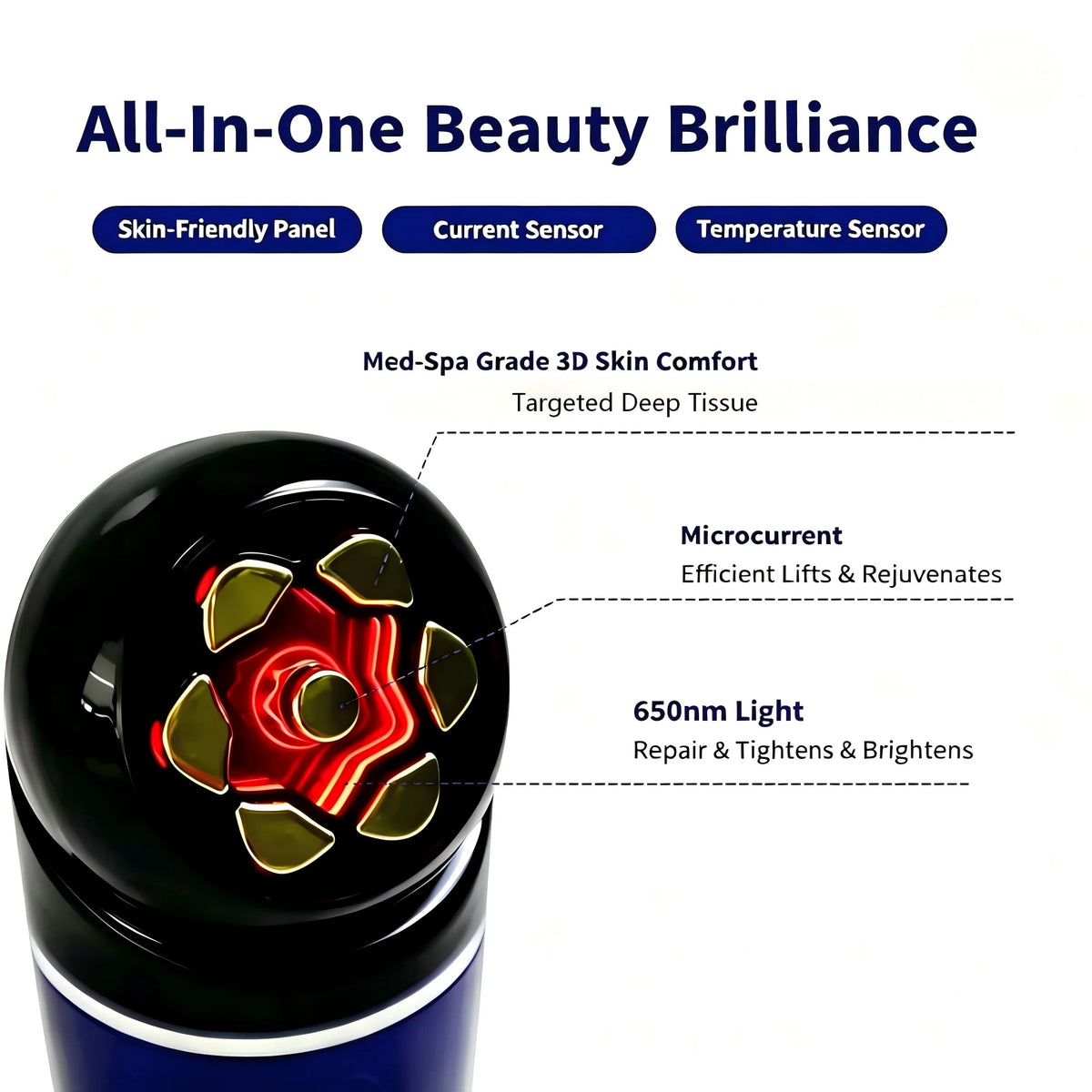 3-in-1 LED Red Light Facial Massager for Skin Tightening and Lifting