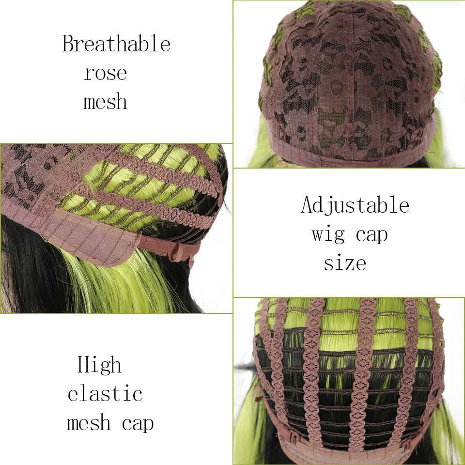 18 Inch Two-Tone Straight Wig with Bangs for Parties and Cosplay
