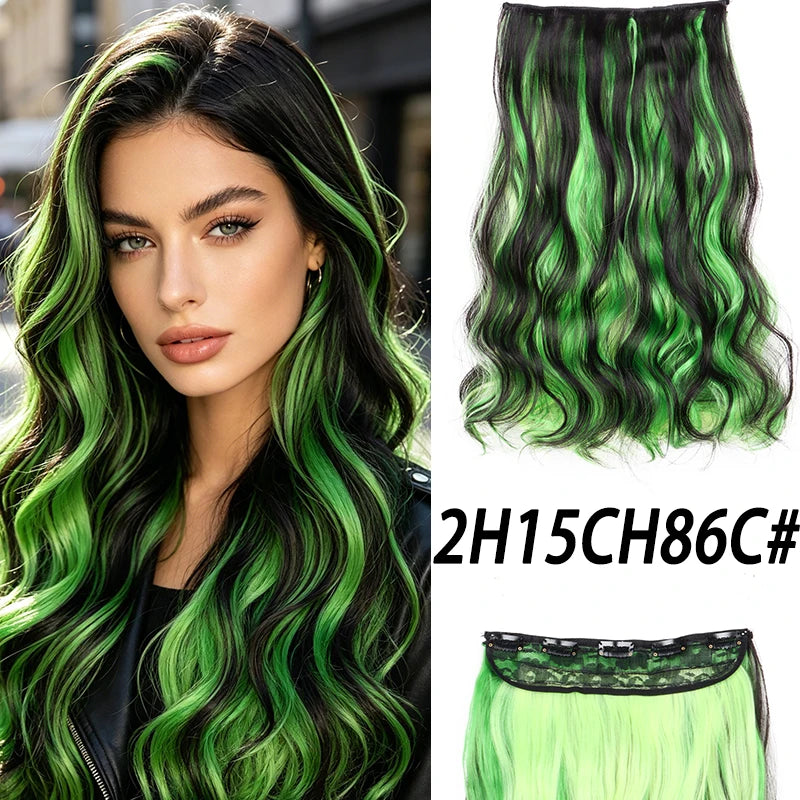 18-Inch Curly Clip-In Hair Extensions with Highlights