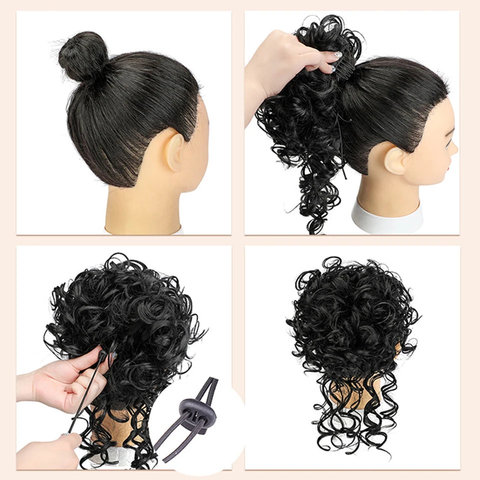 Curly Messy Bun Hair Extension with Drawstring for Instant Volume
