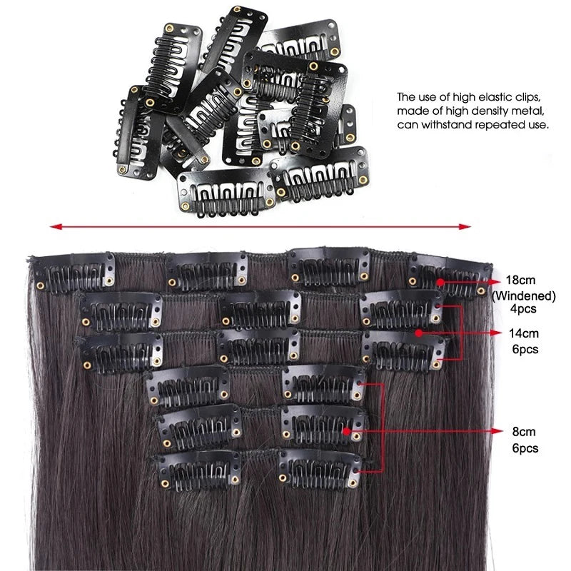 Long Straight Clip-In Hair Extensions for Instant Volume and Length