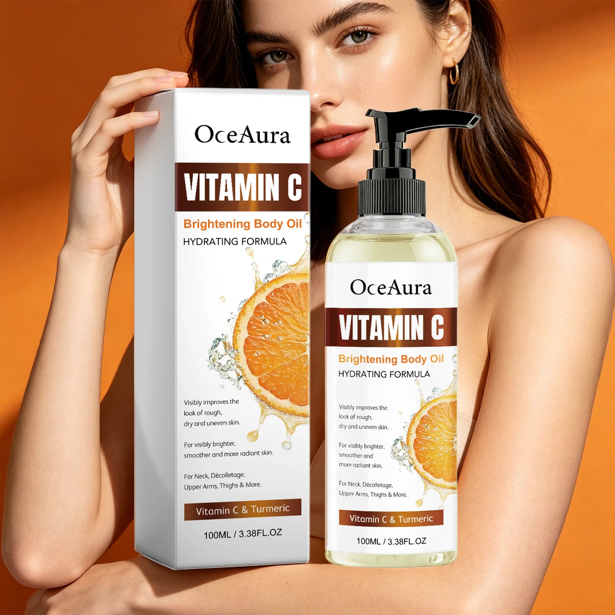 Turmeric and Vitamin C Brightening Body Oil for Hydrated Glowing Skin