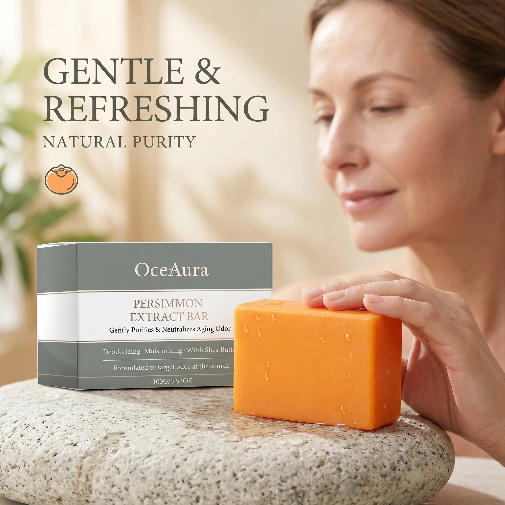 Persimmon Extract Deodorizing Body Soap for Aging Odor and Skin Care - 3