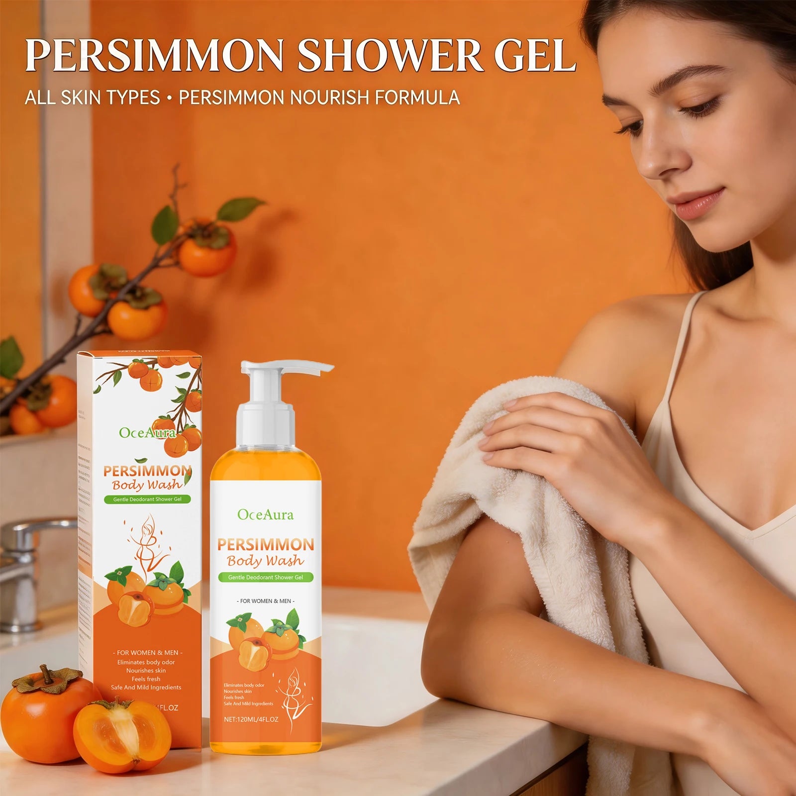 Persimmon Exfoliating Body Wash for Natural Odor Removal and Oil Control - 4