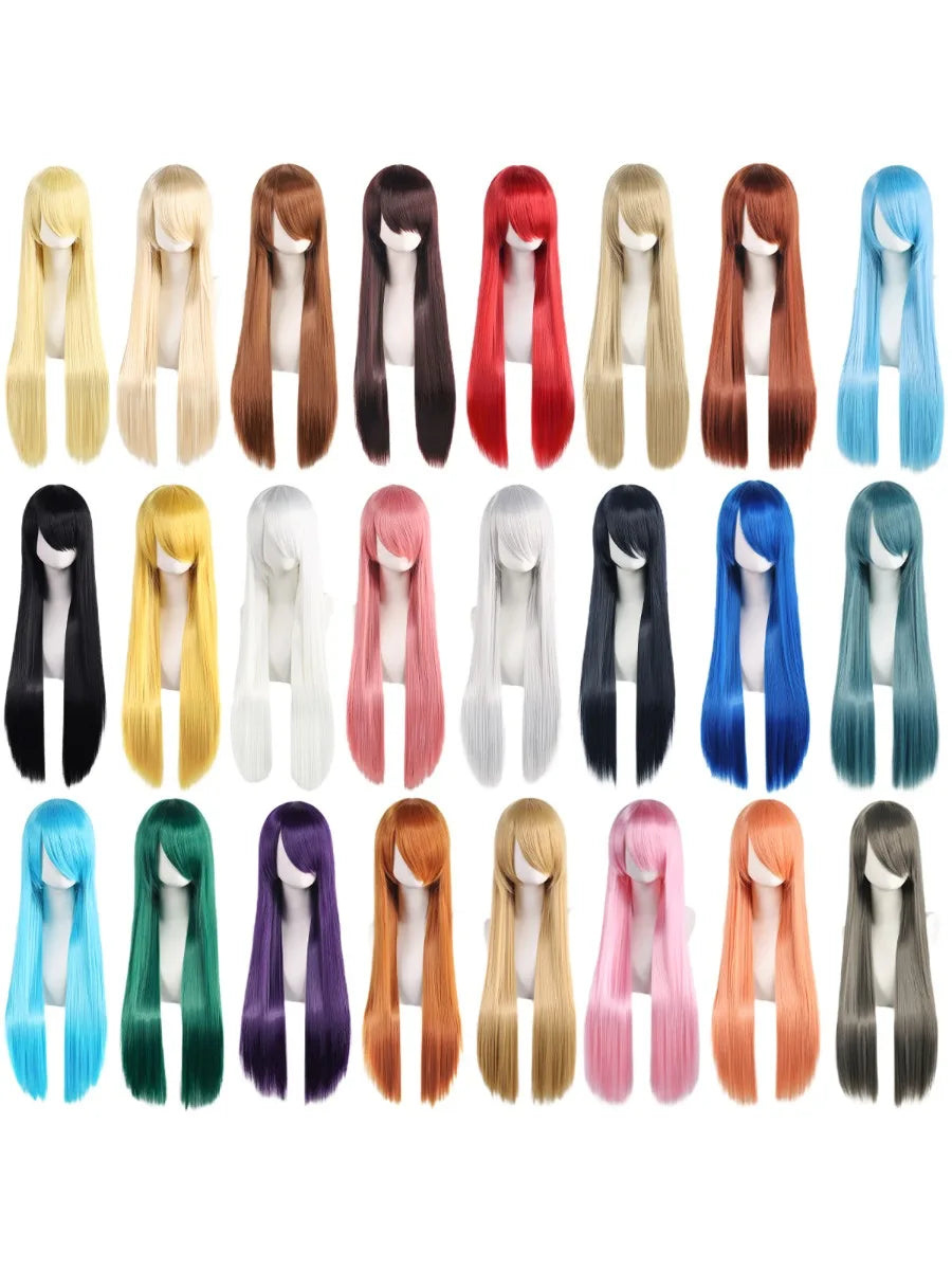 Long Straight Synthetic Cosplay Wig with Bangs - 3