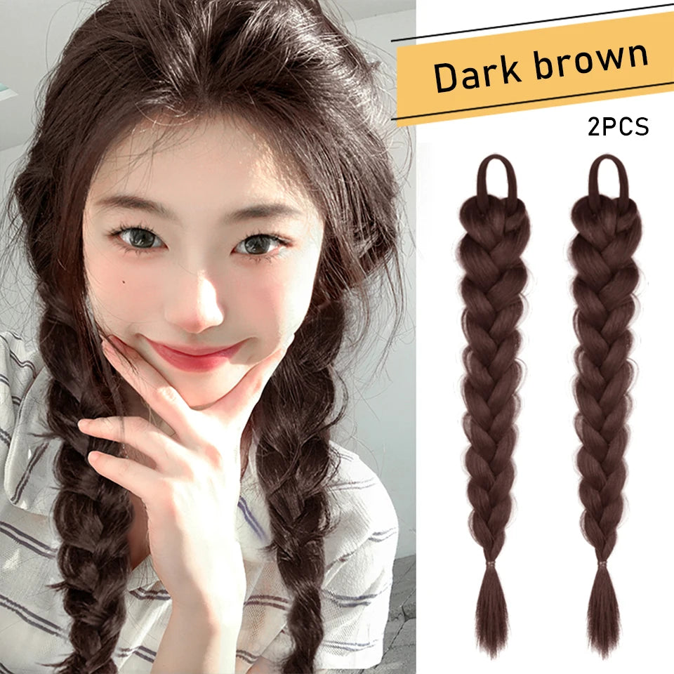 Long Clip-In Bubble Braid Ponytail Hair Extension for Daily Styling - 49