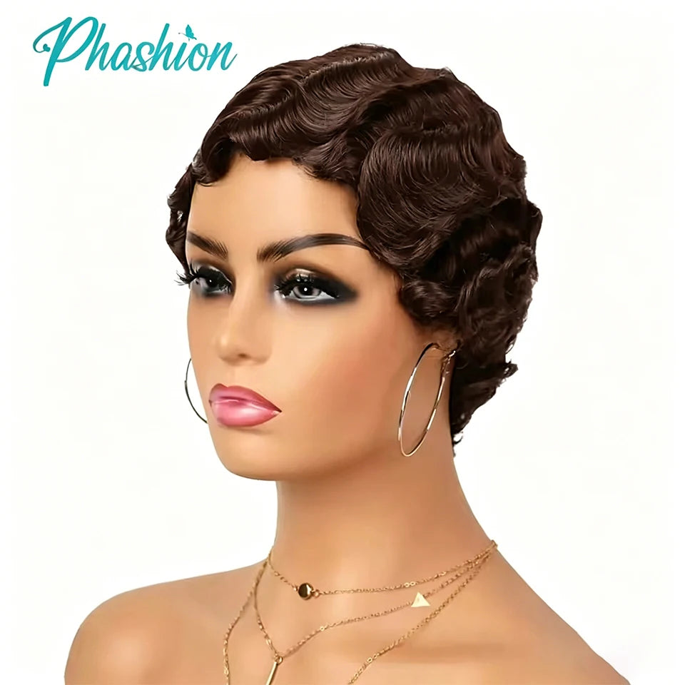 Short Finger Wave Pixie Cut Human Hair Wig