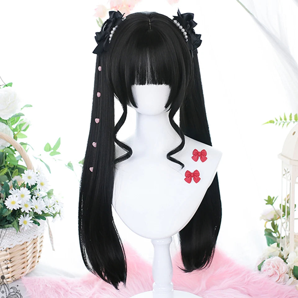 Long Wavy Lolita Ponytail Cosplay Wig with Bangs - 8