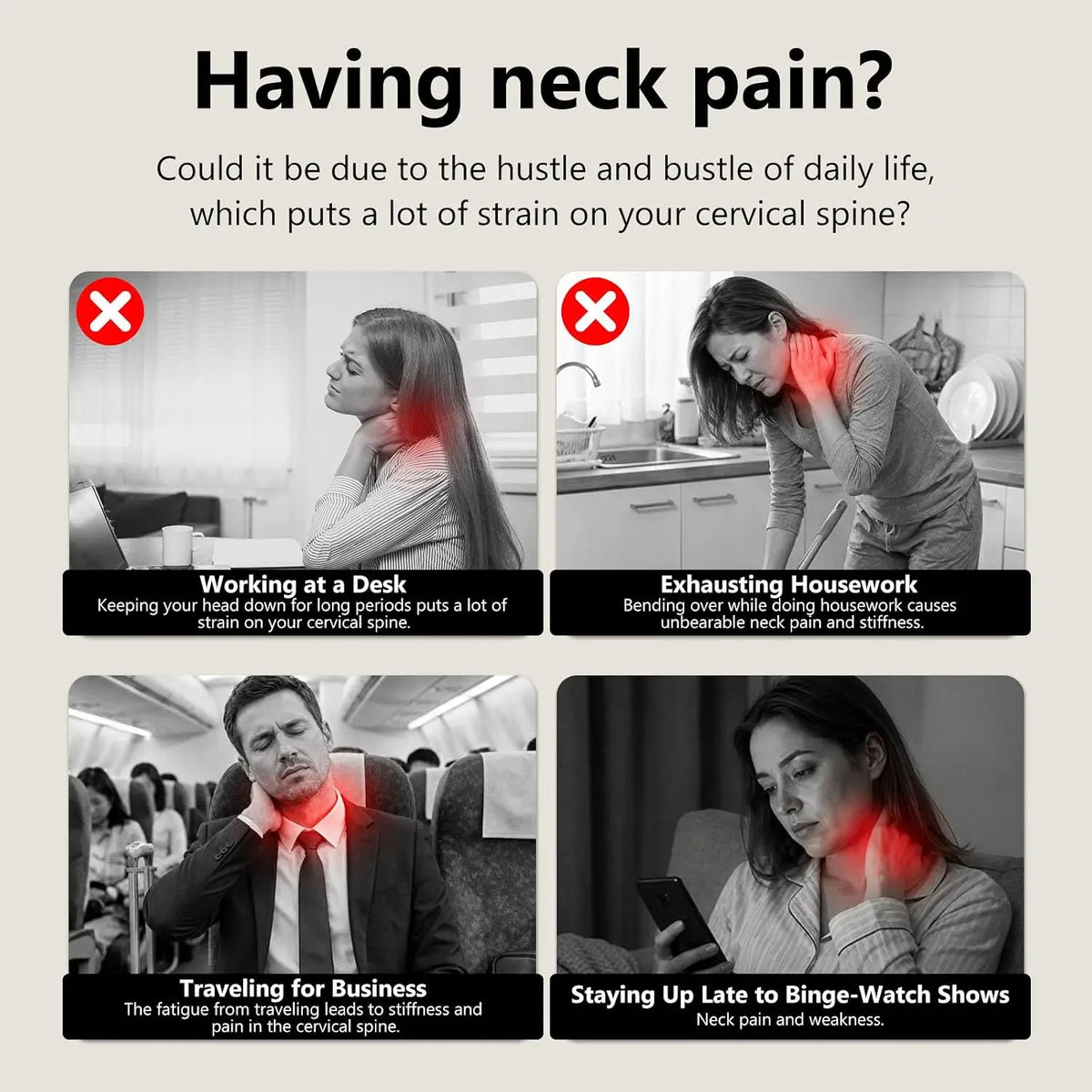 Cervical Neck Traction Massager Pillow with Deep Tissue Kneading Nodes