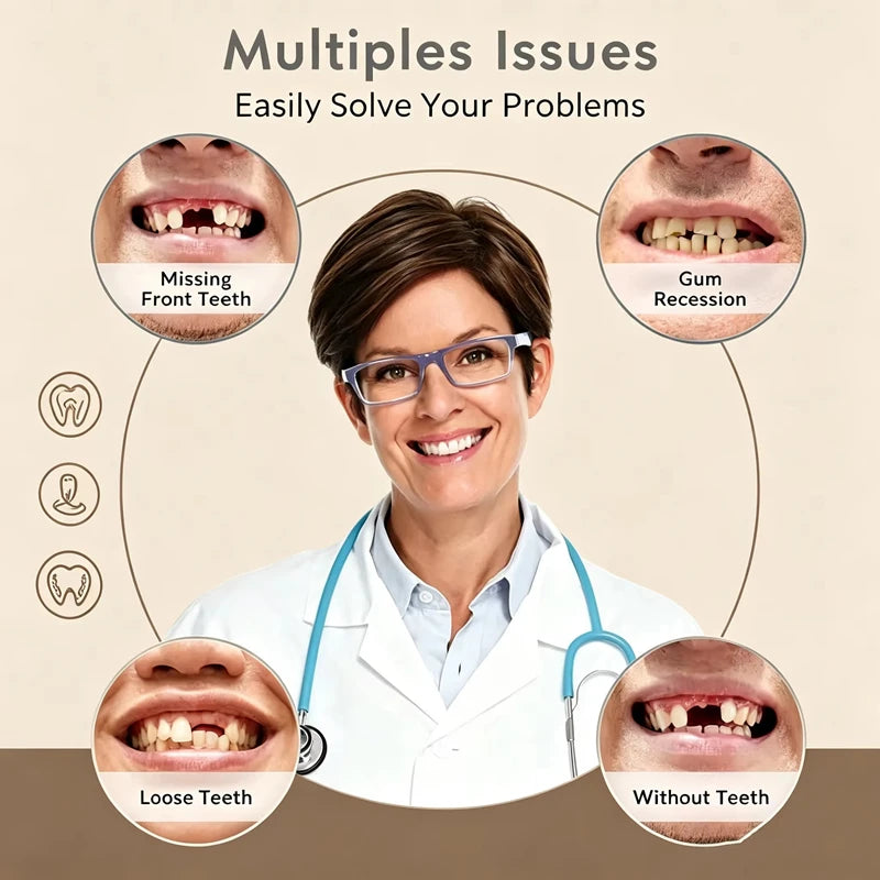 Comfortable Silicone Upper and Lower Denture Set for Realistic Smile - 3