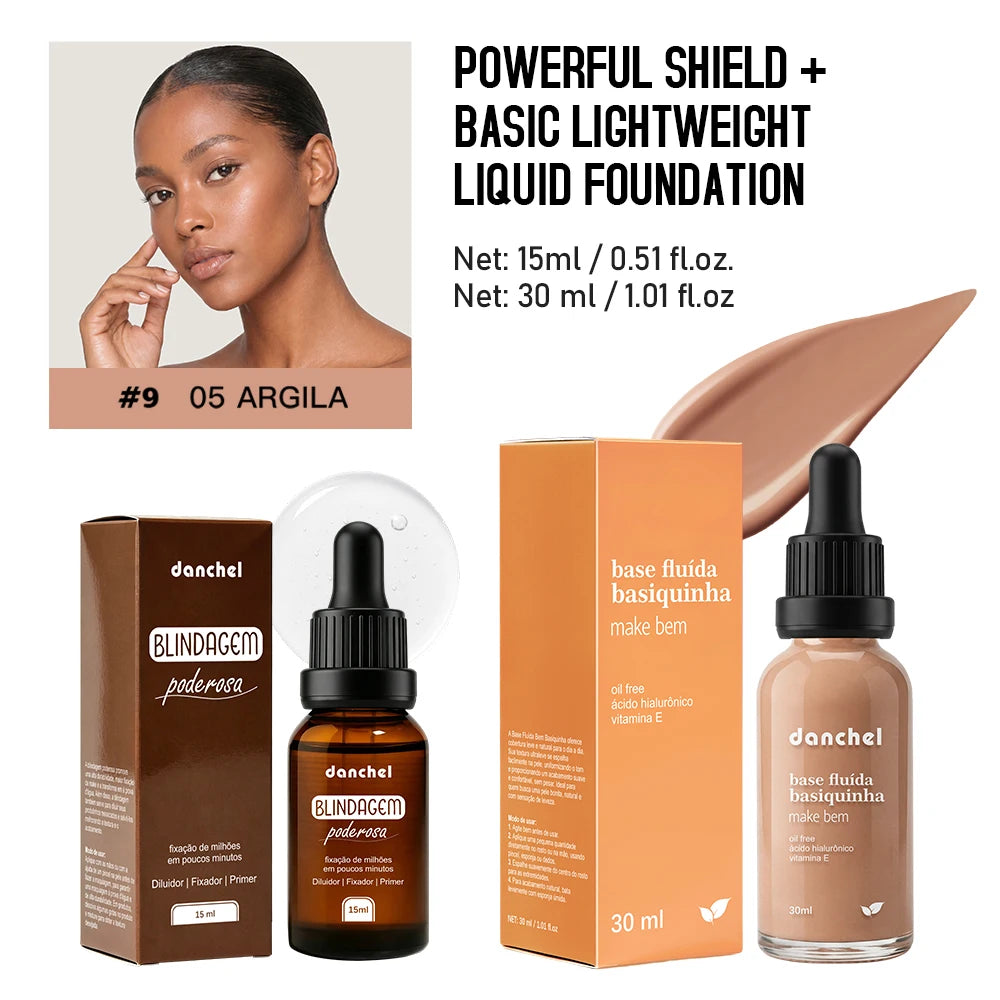 Liquid Foundation and Primer Makeup Set for Long Lasting Natural Finish - 19