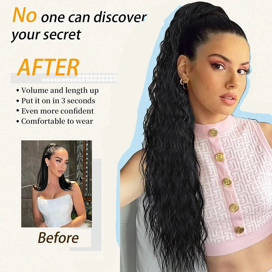 22-Inch Kinky Curly Drawstring Ponytail Extension - 5