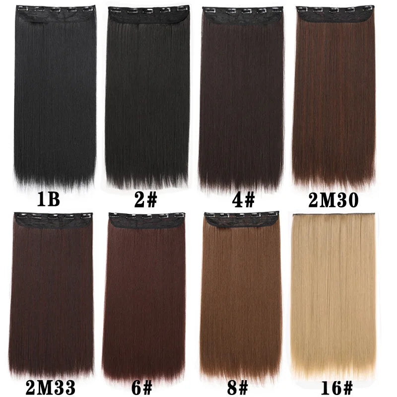 Seamless Straight Clip-In Hair Extensions for Instant Length - 3