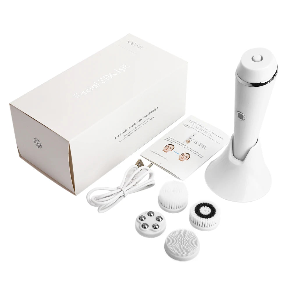 4-in-1 Electric Rotating Facial Cleansing Brush for Deep Pore Exfoliation