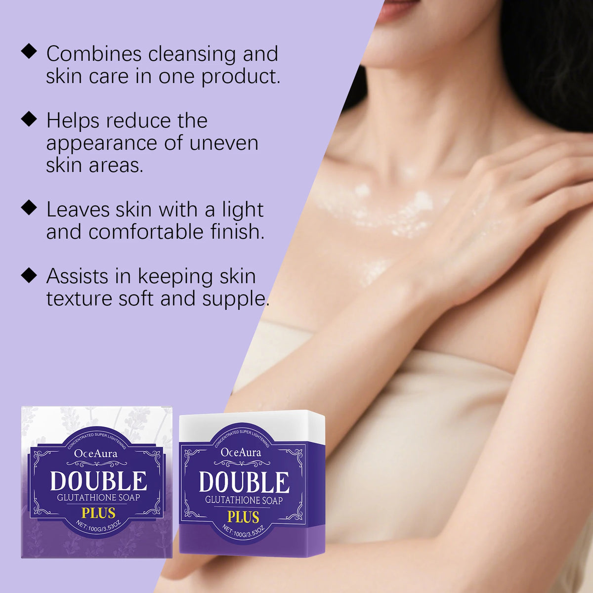Lavender Brightening Cleansing Soap Bar for Soft and Fragrant Skin