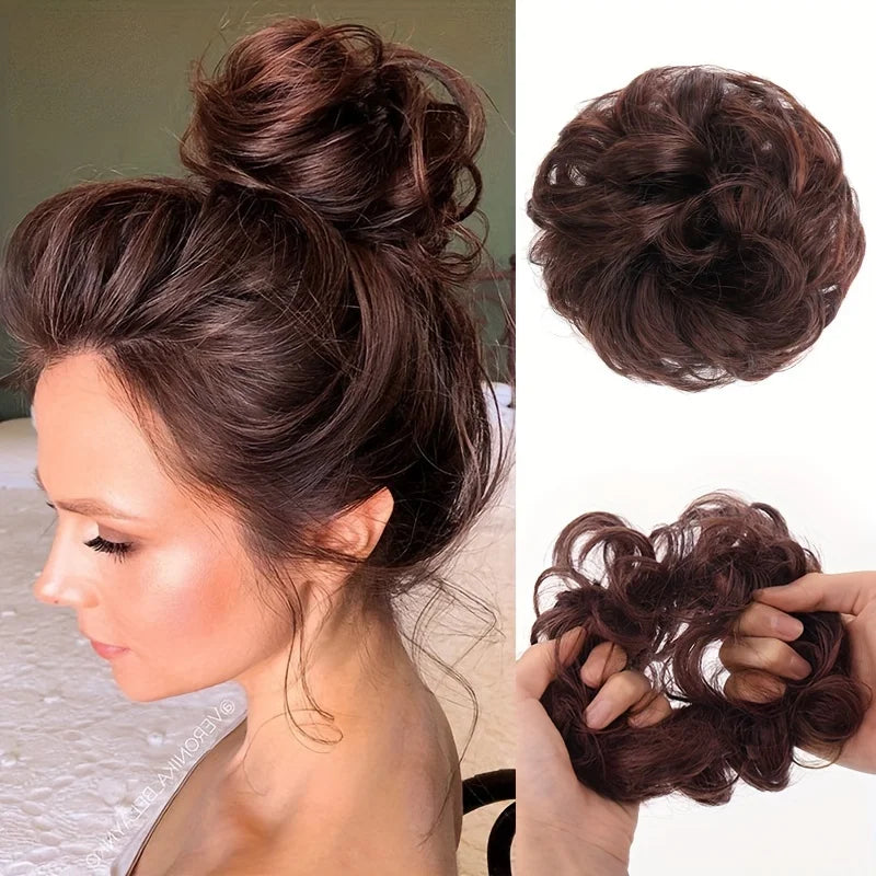 Messy Curly Hair Bun Extension for Instant Voluminous Updo Hairstyles