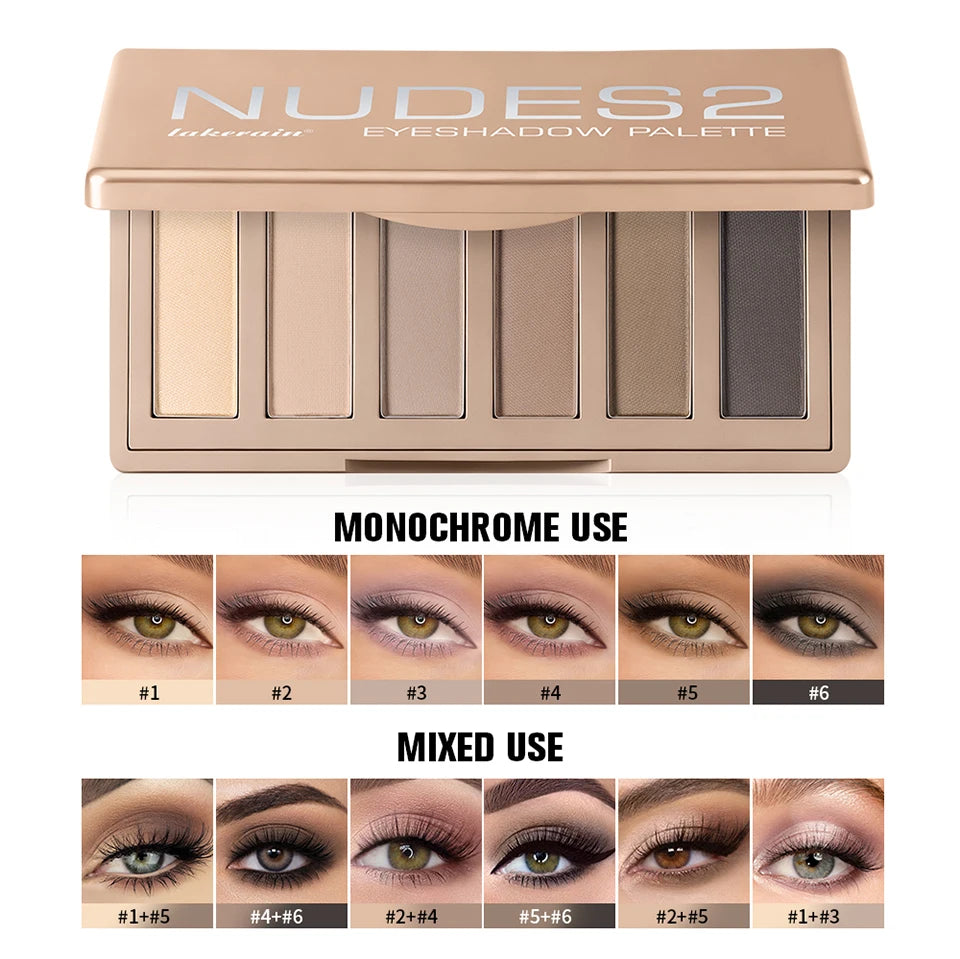 6-Color Matte Eyeshadow Palette for Neutral Nude and Smoky Eye Looks - 10