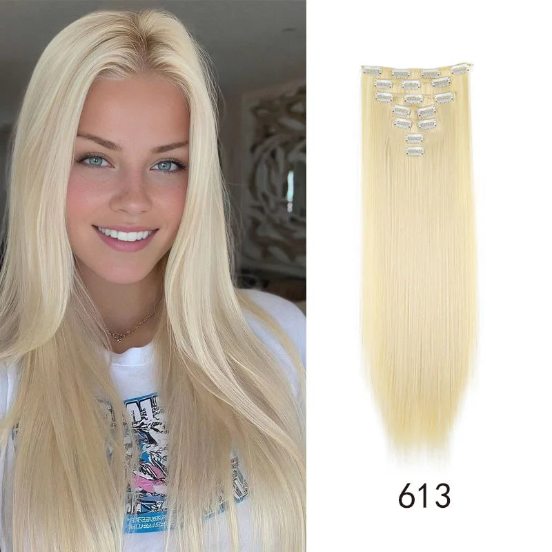 24-Inch Straight Clip-In Hair Extensions for Daily Volume