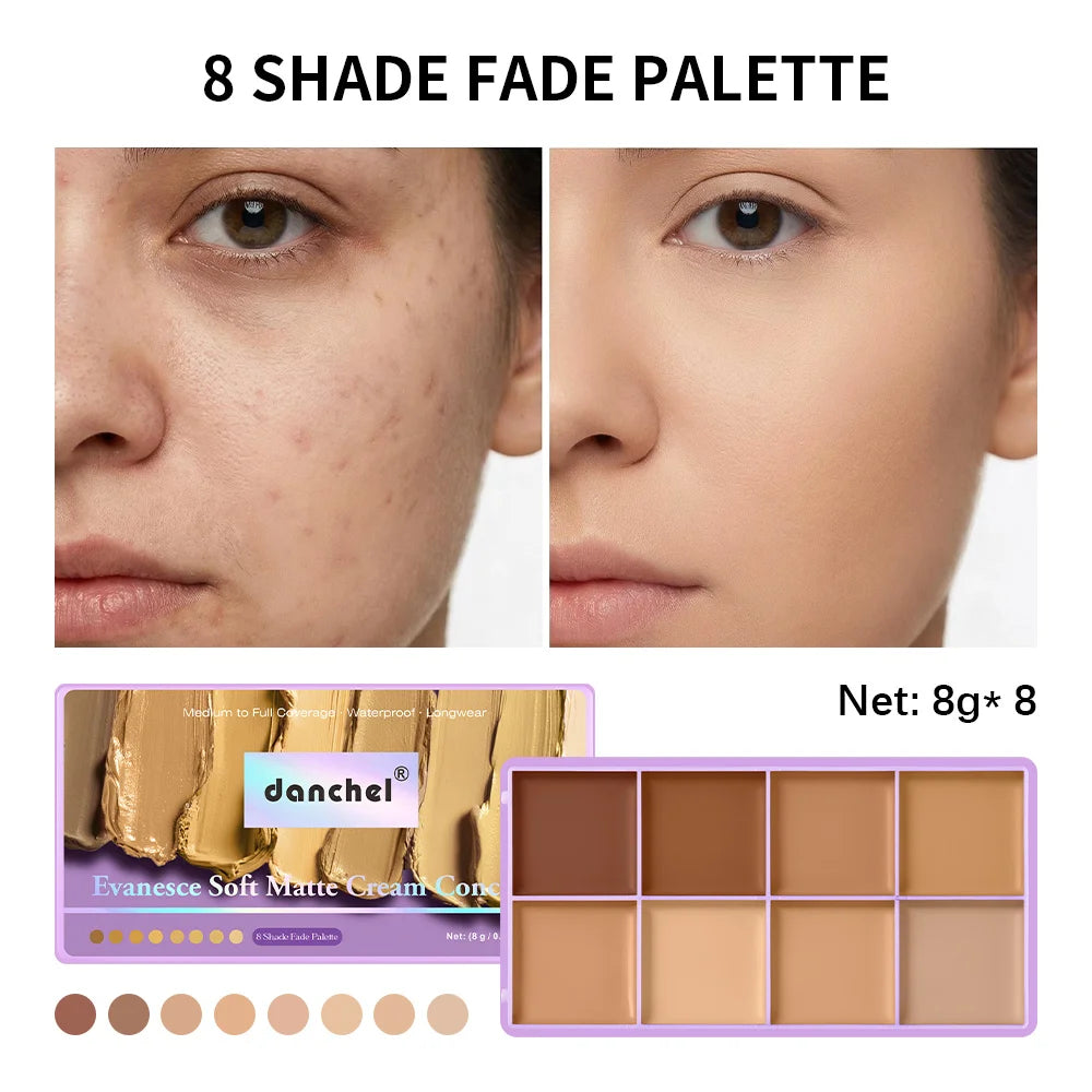 8-Shade Cream Concealer Palette for Full Coverage Face Contouring