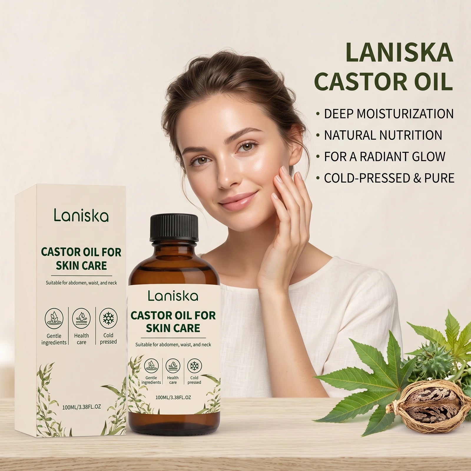 Cold Pressed Castor Oil for Skin Hydration and Body Massage - 1