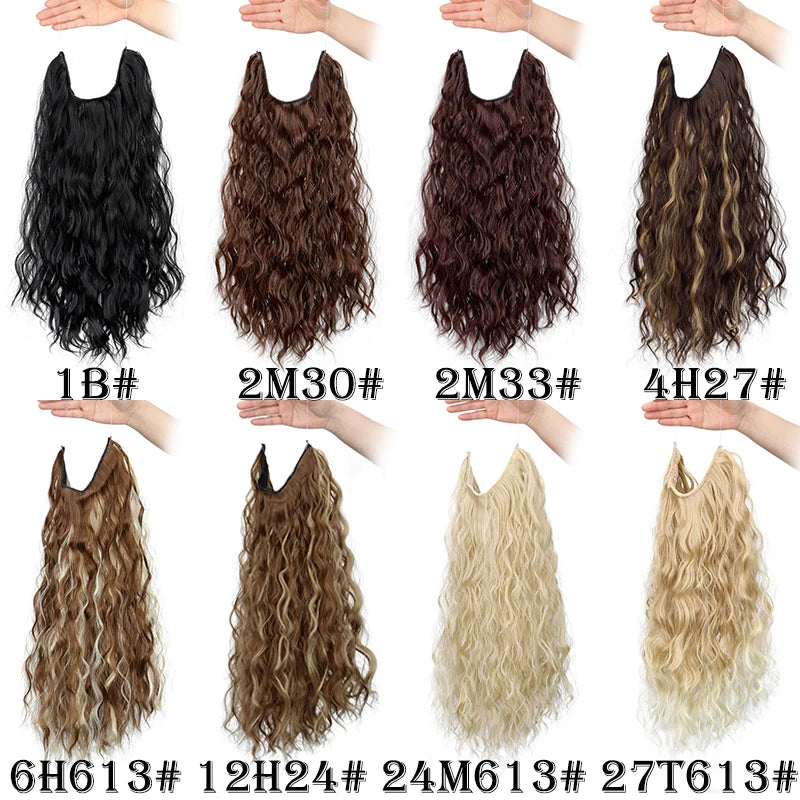 18-Inch Invisible Wire Wavy Hair Extensions for Full Volume