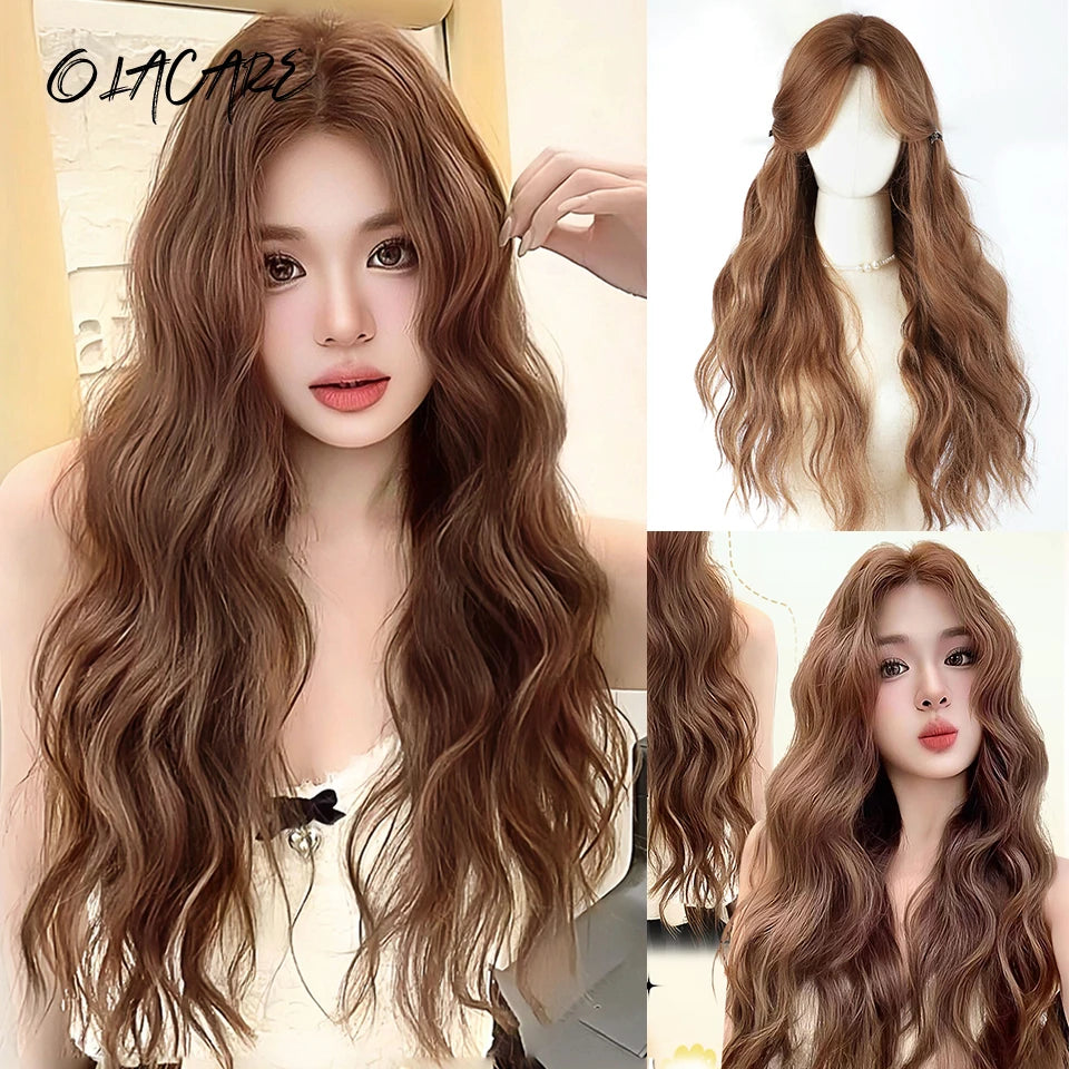 Wavy Brown Cosplay Wig with Curly Pigtails for Costume Parties - 41