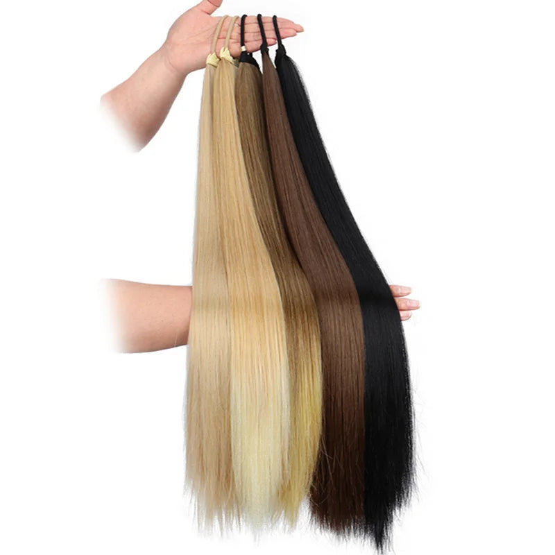 28-Inch Long Straight Wrap Around Ponytail Extension - 3