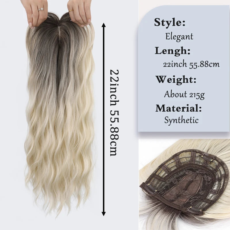 Long Wavy Hair Topper with Bangs for Thinning Hair and Volume