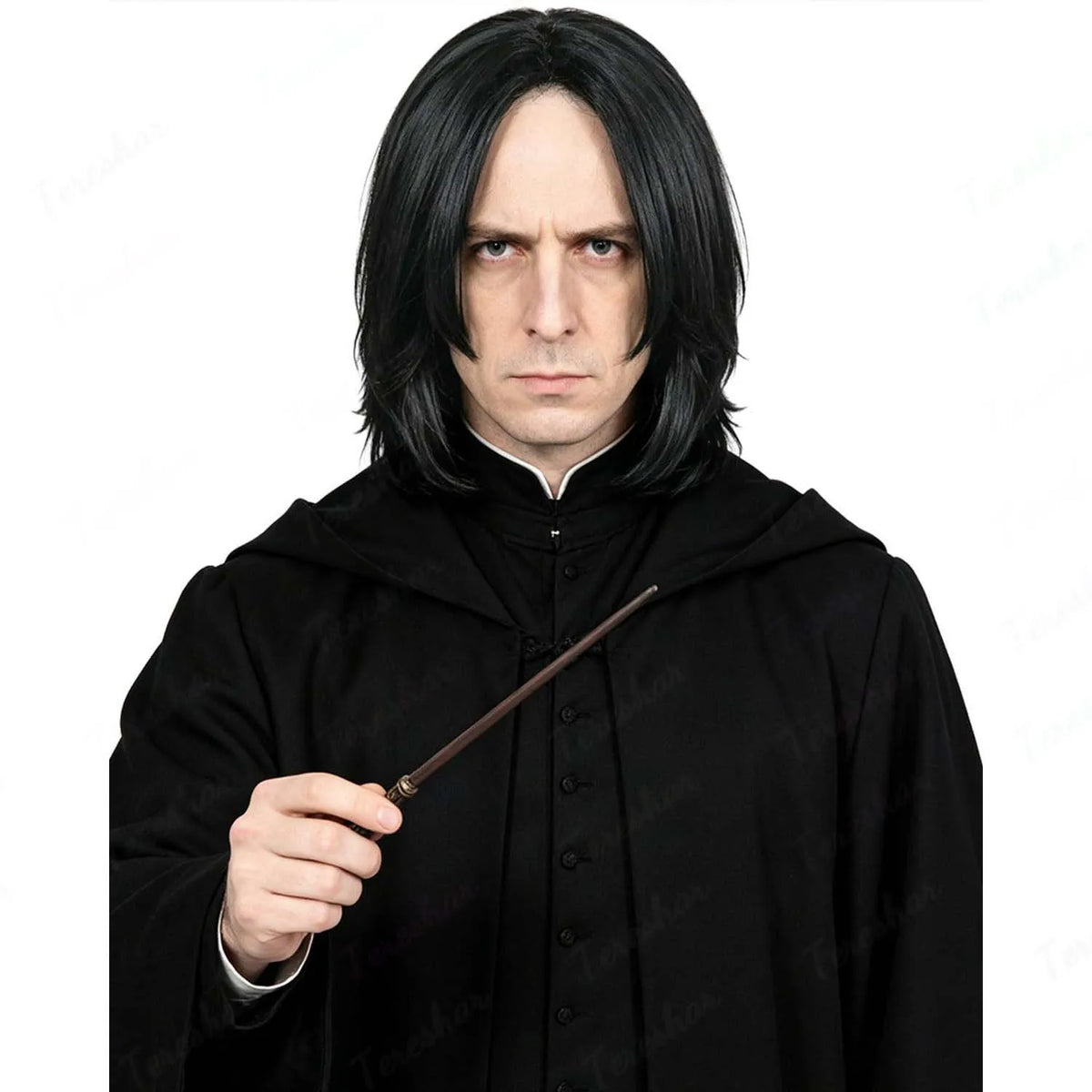 Long Black Synthetic Wizard Costume Wig for Halloween Cosplay Parties