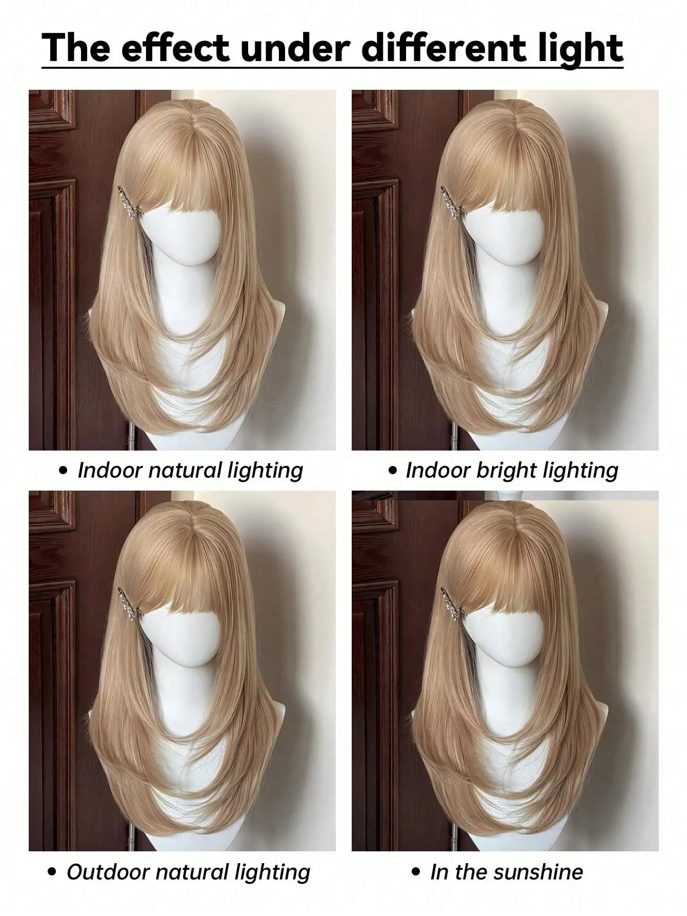 Long Straight Blonde Layered Wig with Bangs - 15