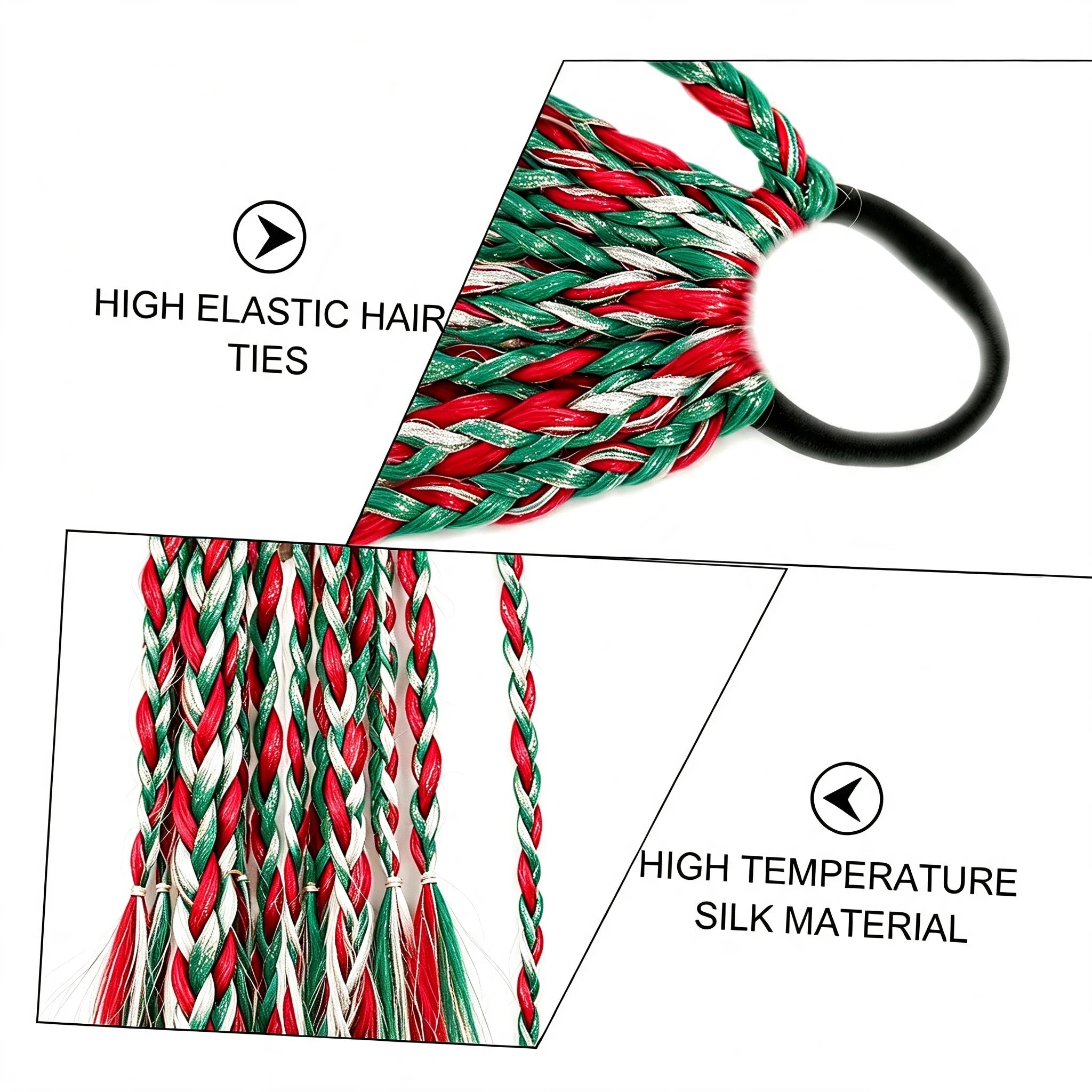 Festive Christmas Bow Braided Ponytail Extension - 11