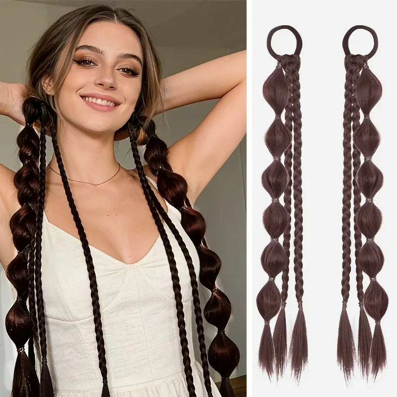 Synthetic Bubble Braided Ponytail Hair Extension for Women - 10