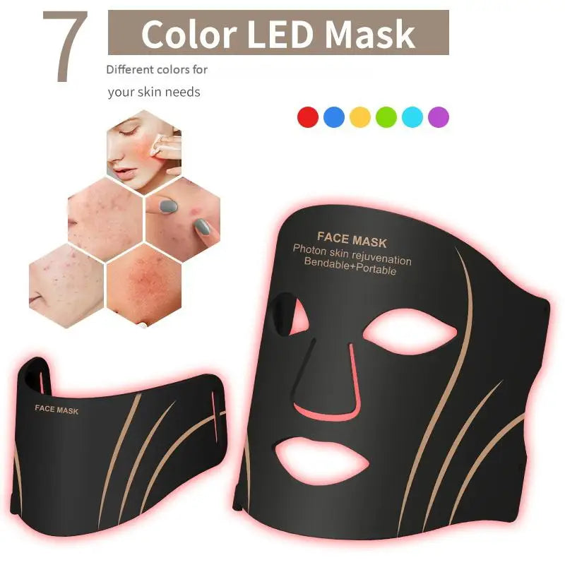 7-Color LED Light Therapy Face and Neck Mask for Skin Rejuvenation