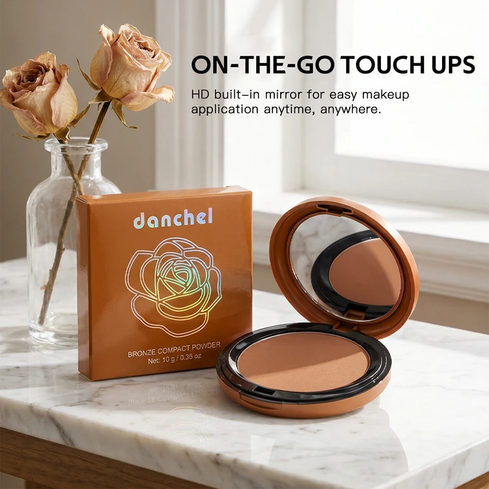 Matte Bronze Compact Powder for Natural Sun-Kissed Skin Coverage