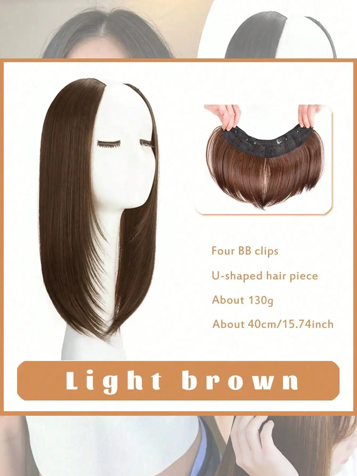 U-Shaped Long Straight Clip-In Hair Extension for Volume