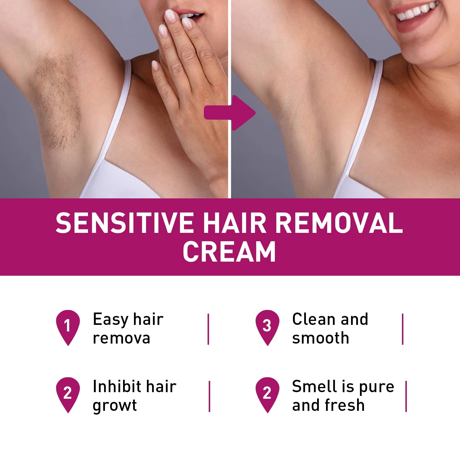 Painless Hair Removal Cream for Smooth Skin and Body Grooming - 8