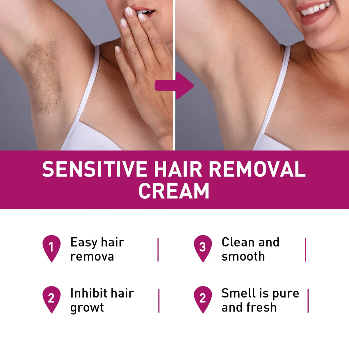 Painless Hair Removal Cream for Smooth Skin and Body Grooming