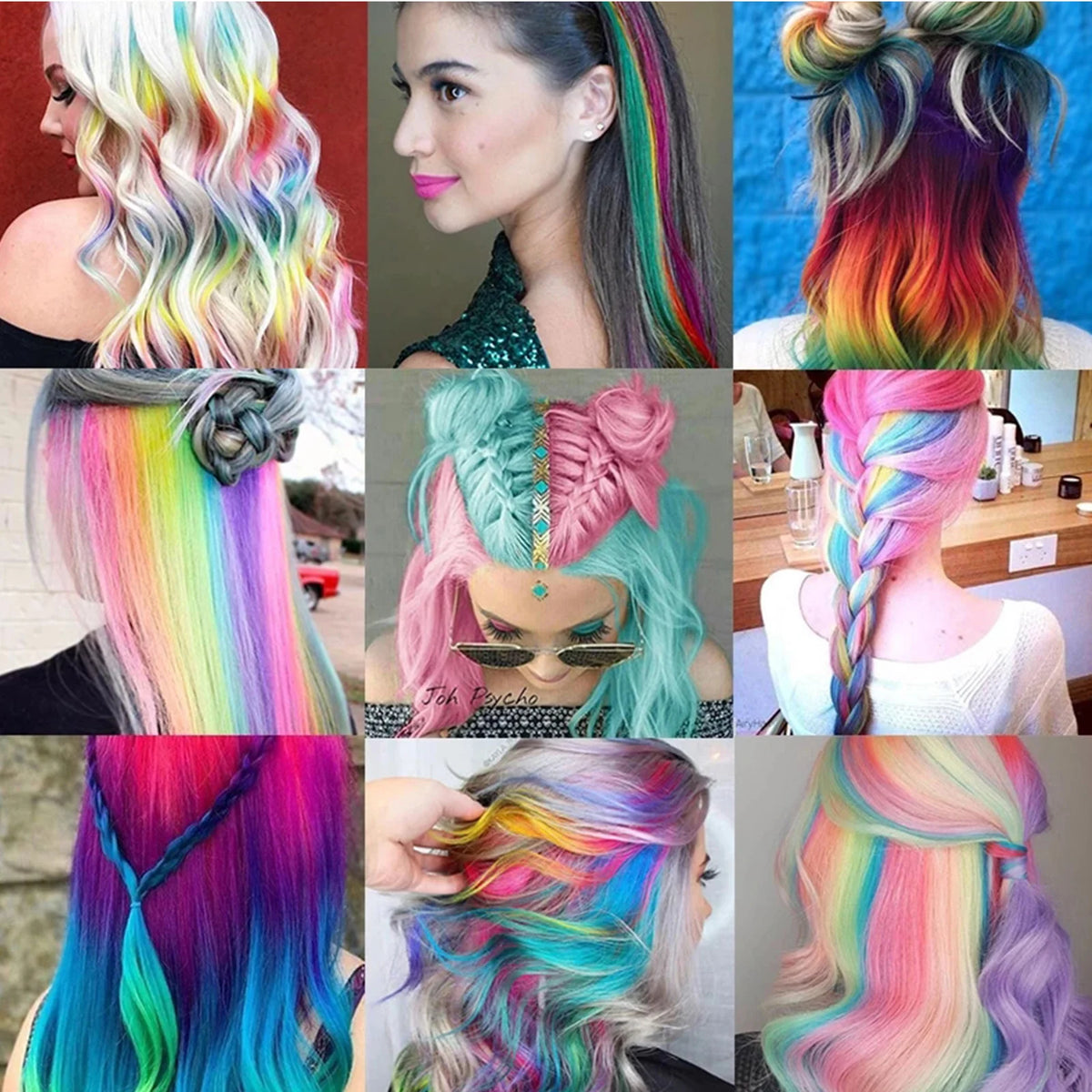 24-Inch Colorful Clip-In Hair Extensions for Highlights and Parties