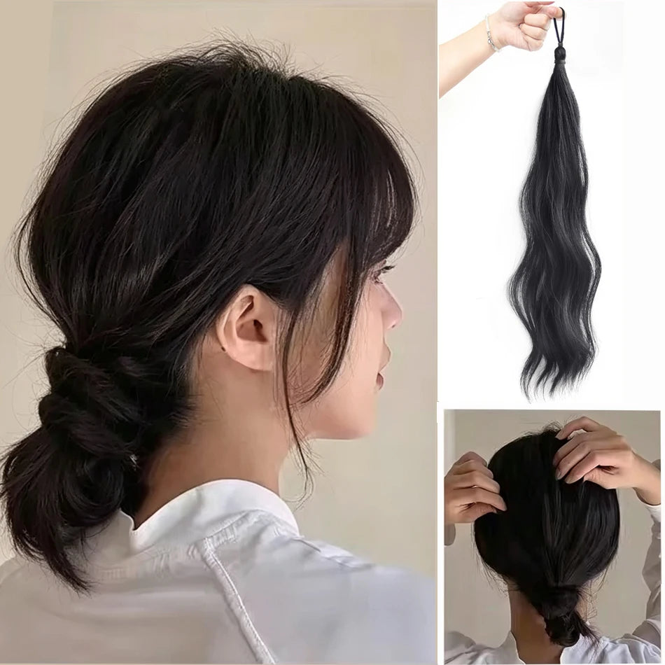 Synthetic Wavy Hair Bun Scrunchie for Instant Volume - 7