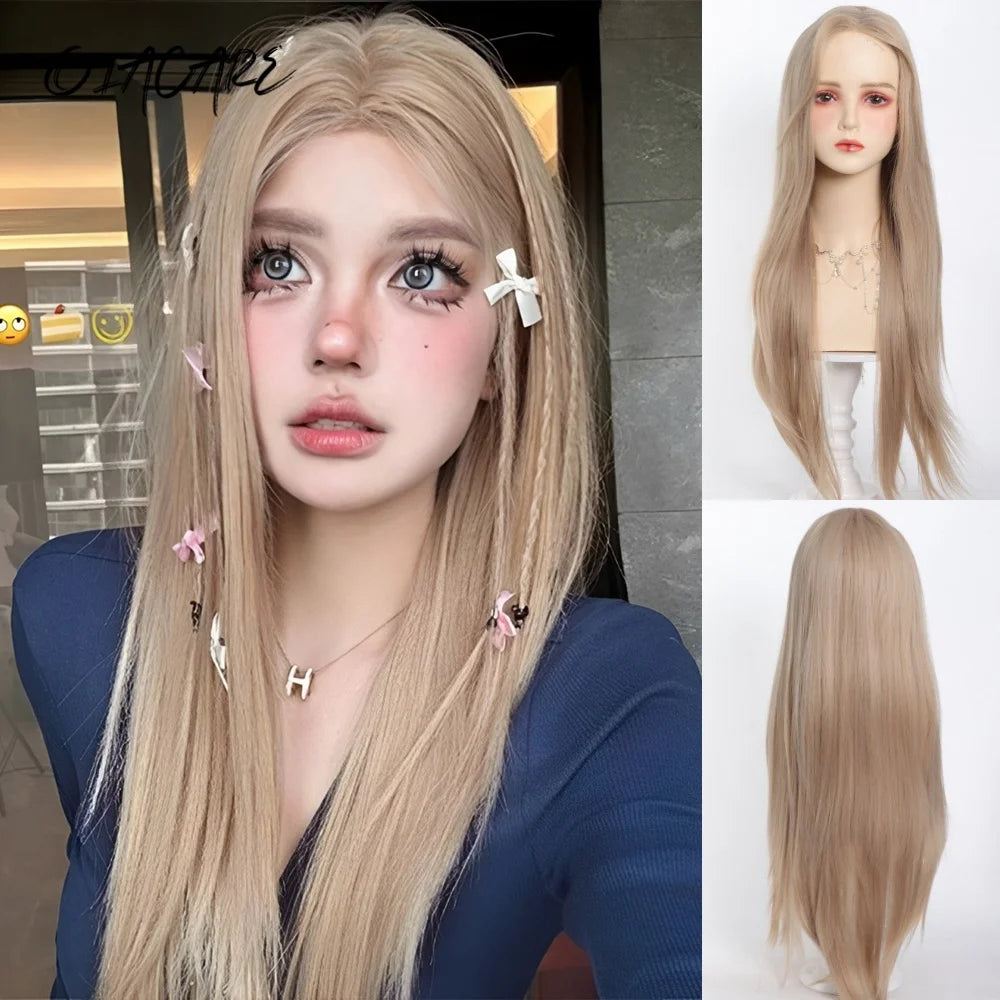 24 Inch Long Pink Cosplay Wig with Bangs