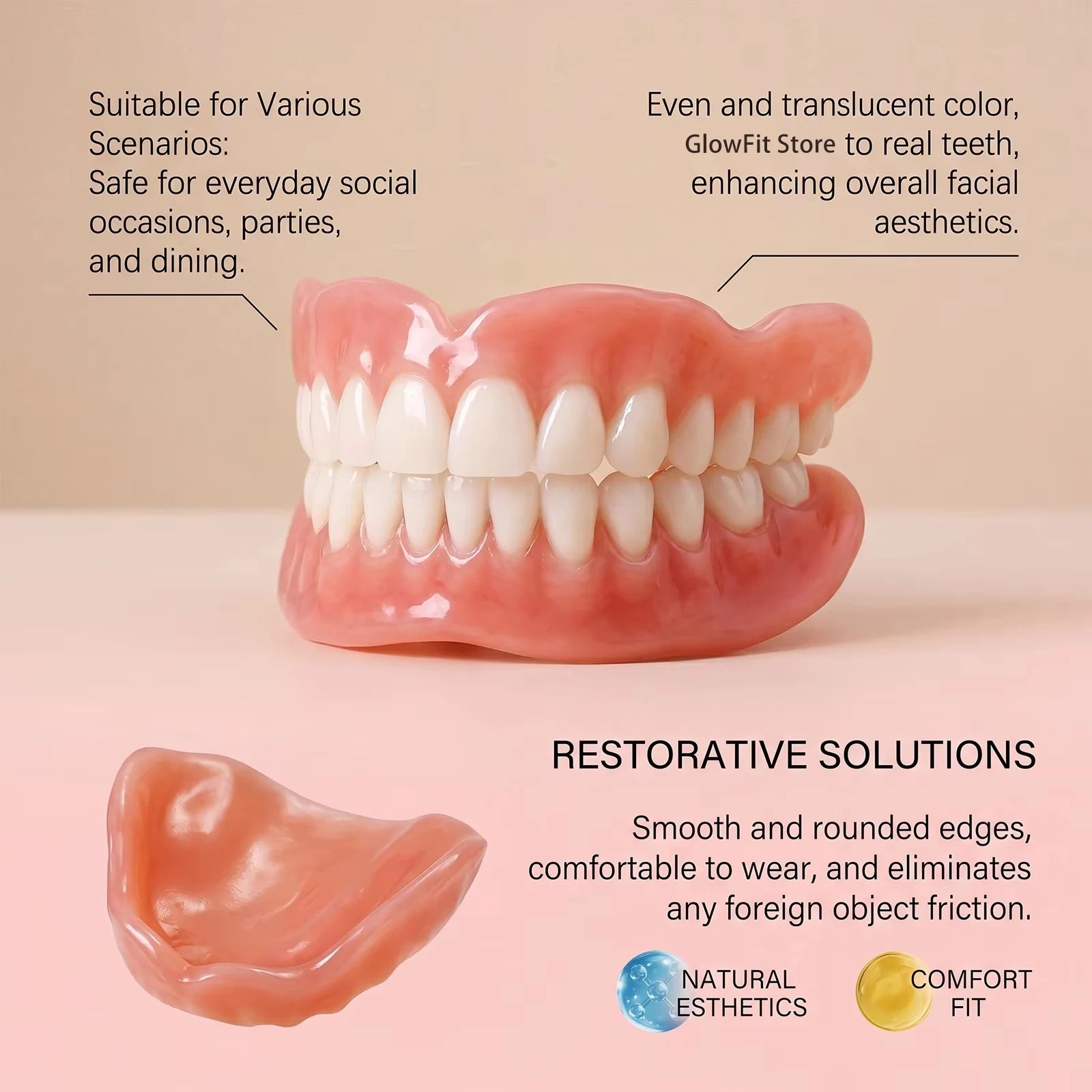 Comfortable Soft Silicone Realistic Dentures for a Bright Confident Smile - 8