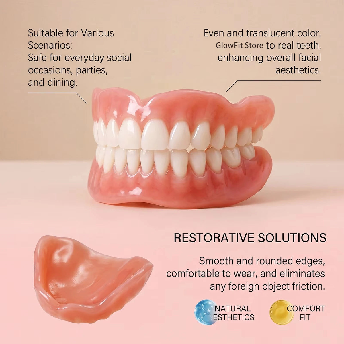 Comfortable Soft Silicone Realistic Dentures for a Bright Confident Smile
