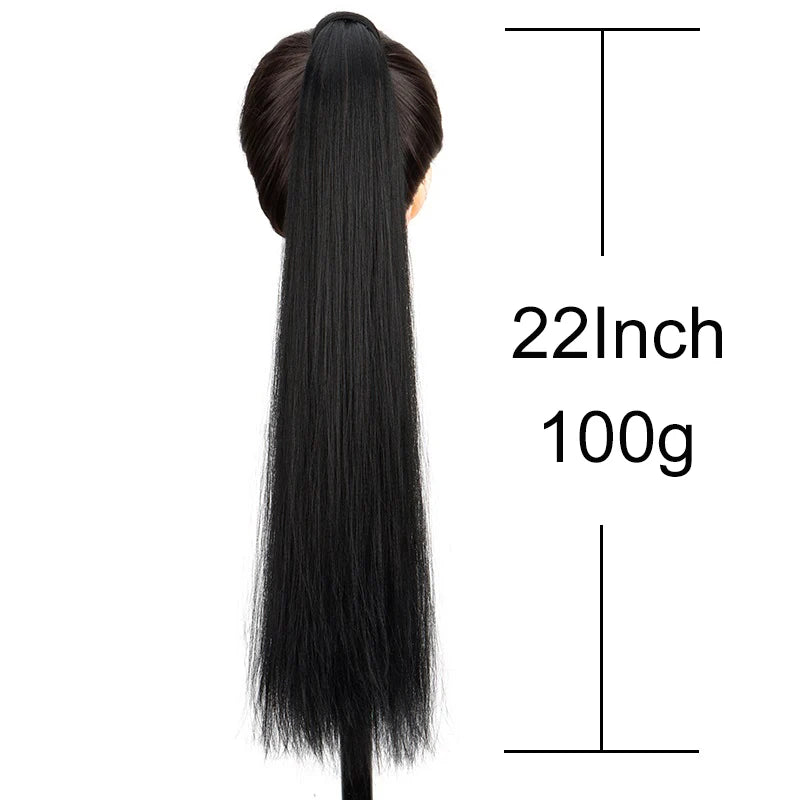 22-Inch Long Straight Synthetic Ponytail Extension - 2